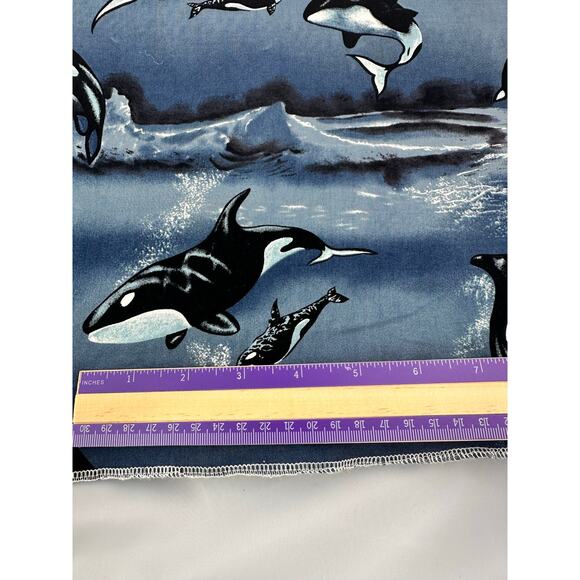 2 Yard orca whale on Blue Background  Quilt Craft Shamash  & Sons NEW - Picture 3 of 4